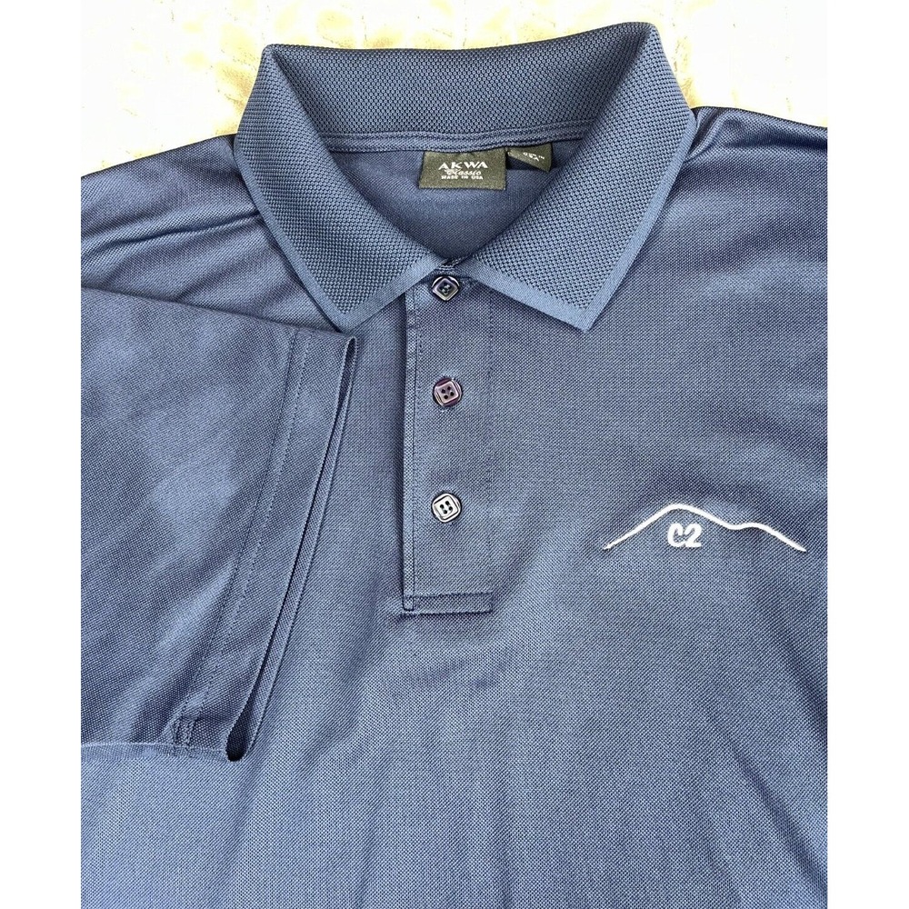 Akwa Polo‎ Shirt Mens Large Navy Classic Fit Short Sleeve Made in the USA